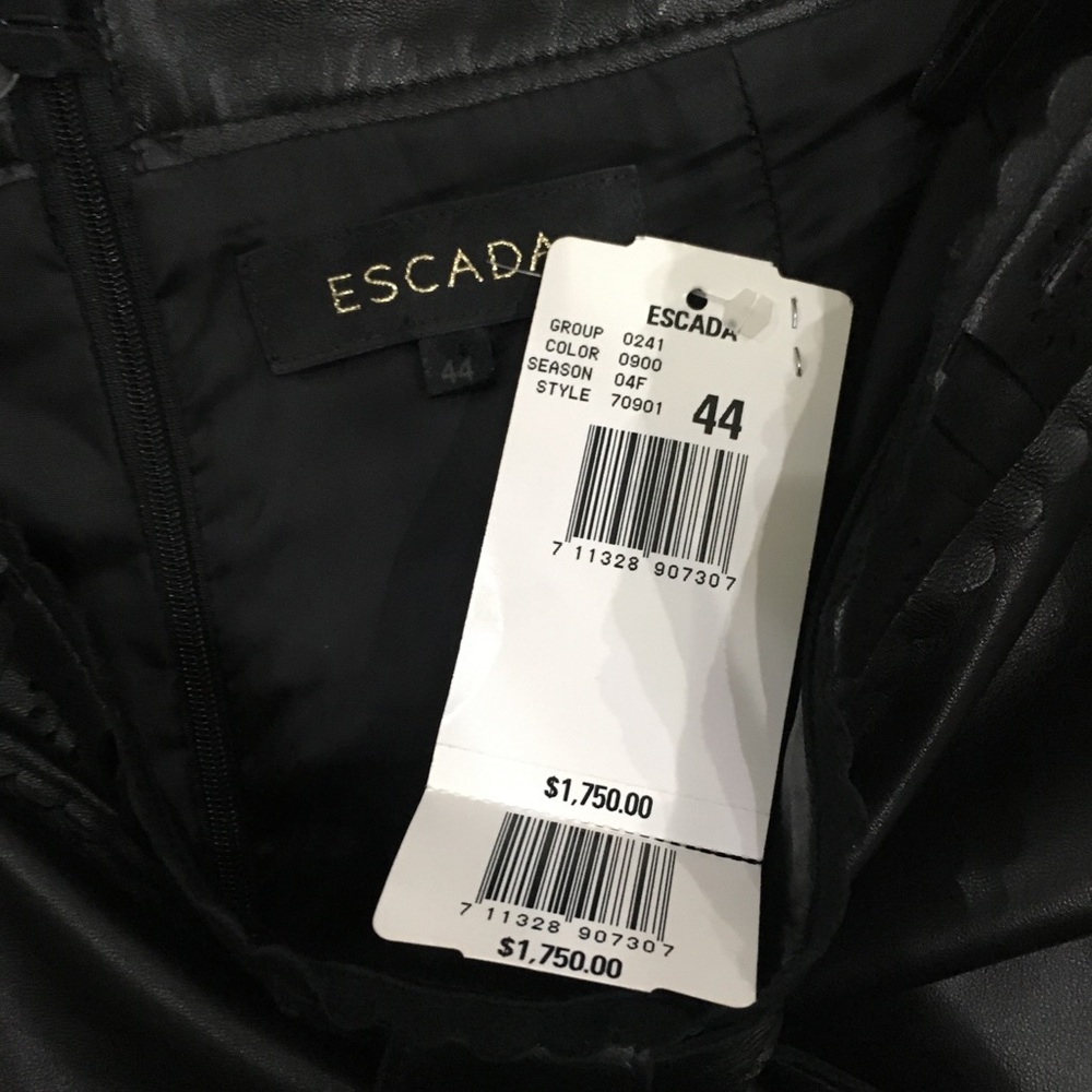 Escada Black Lamb Leather Skirt Size 44 - Picture 4 of 6